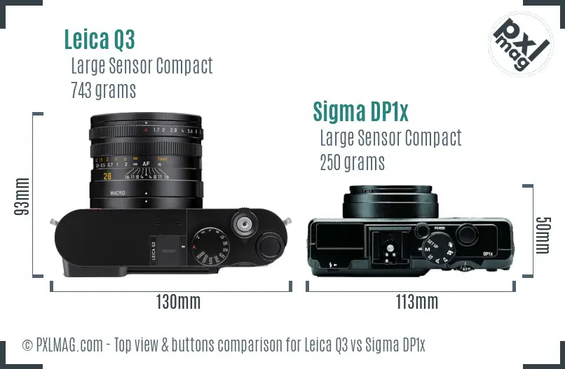 Leica Q3 vs Sigma DP1x top view buttons comparison