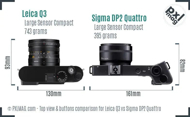 Leica Q3 vs Sigma DP2 Quattro top view buttons comparison