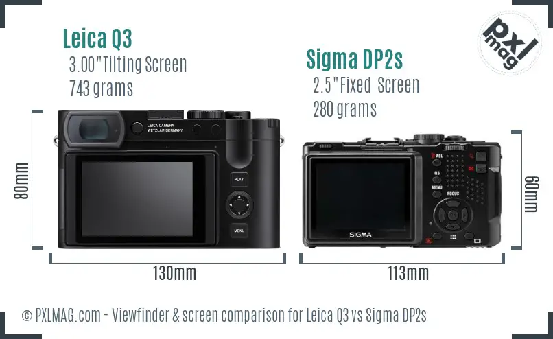 Leica Q3 vs Sigma DP2s Screen and Viewfinder comparison