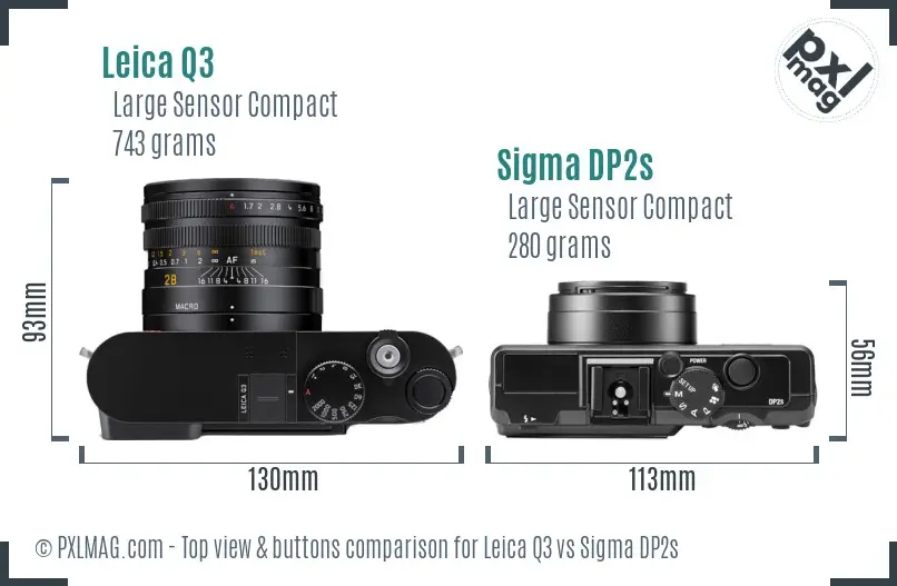 Leica Q3 vs Sigma DP2s top view buttons comparison