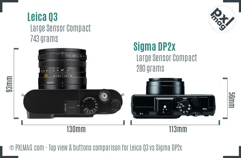 Leica Q3 vs Sigma DP2x top view buttons comparison