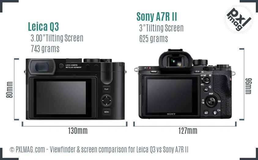Leica Q3 vs Sony A7R II Screen and Viewfinder comparison Leica Q3 vs Sony A7R II Screen and Viewfinder comparison