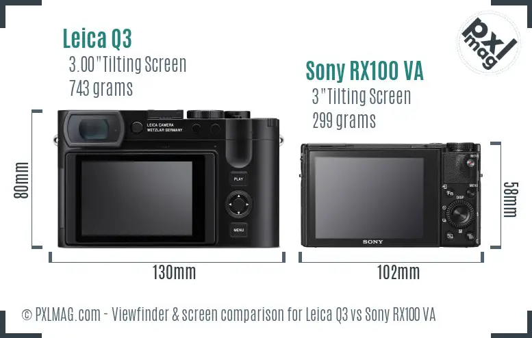 Leica Q3 vs Sony RX100 VA Screen and Viewfinder comparison
