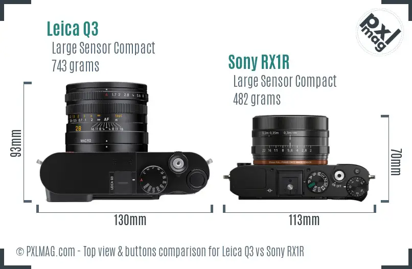 Leica Q3 vs Sony RX1R top view buttons comparison