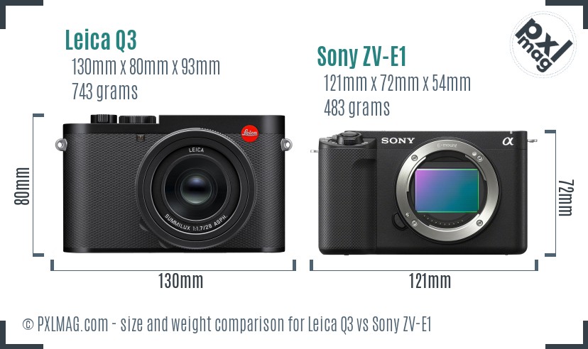 Leica Q3 vs Sony ZV-E1 size comparison Leica Q3 vs Sony ZV-E1 size comparison