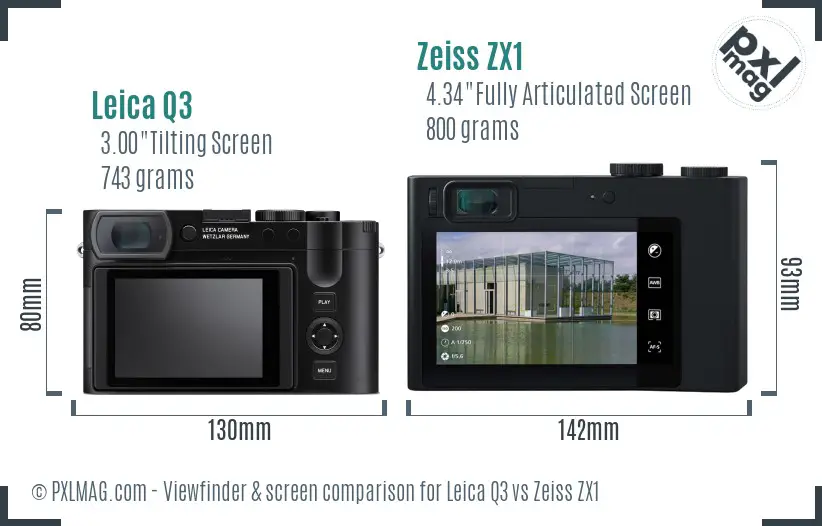 Leica Q3 vs Zeiss ZX1 Screen and Viewfinder comparison