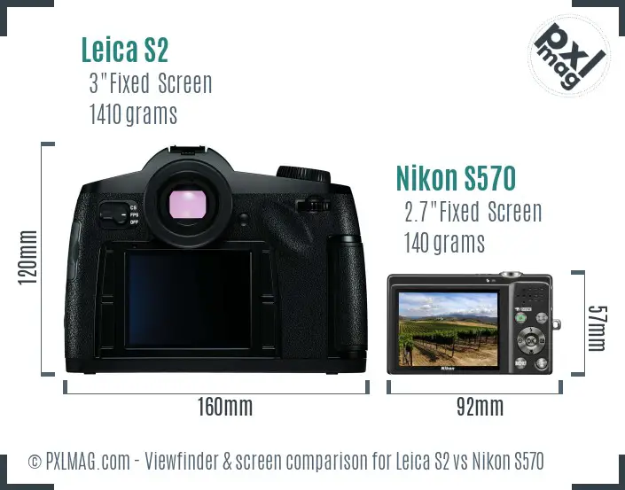 Leica S2 vs Nikon S570 Screen and Viewfinder comparison