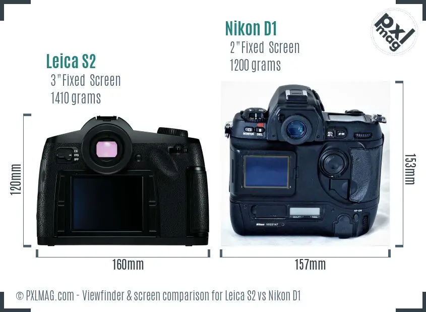 Leica S2 vs Nikon D1 Screen and Viewfinder comparison