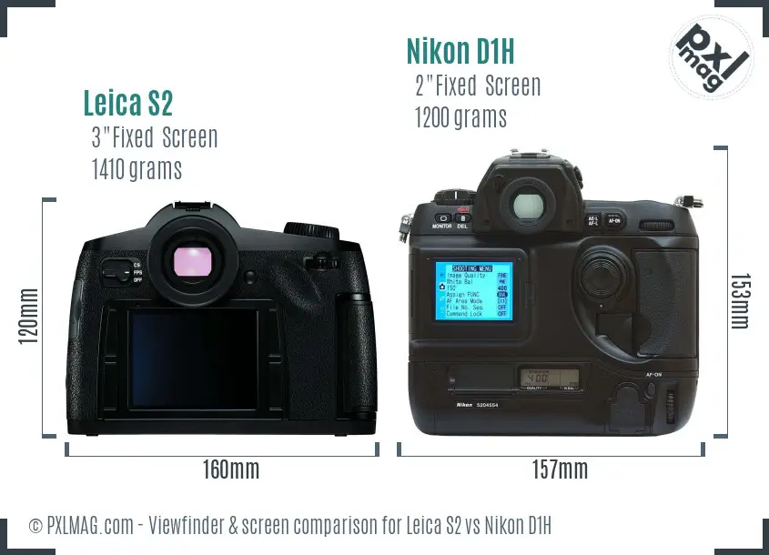 Leica S2 vs Nikon D1H Screen and Viewfinder comparison