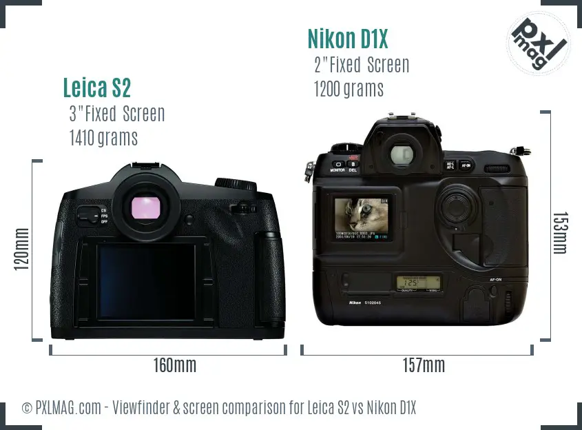 Leica S2 vs Nikon D1X Screen and Viewfinder comparison