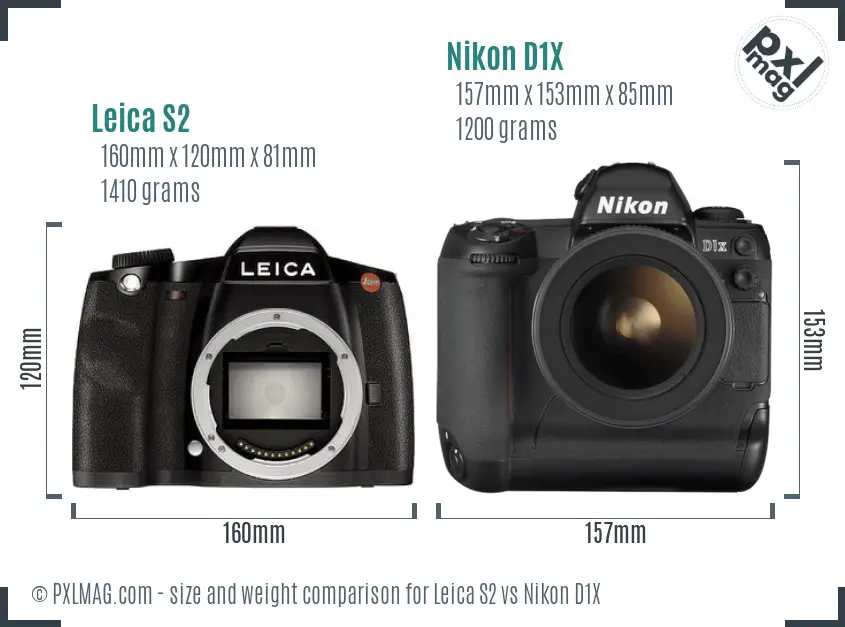 Leica S2 vs Nikon D1X size comparison