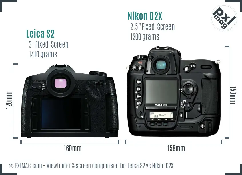 Leica S2 vs Nikon D2X Screen and Viewfinder comparison