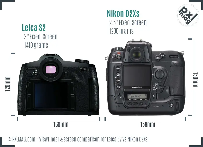 Leica S2 vs Nikon D2Xs Screen and Viewfinder comparison