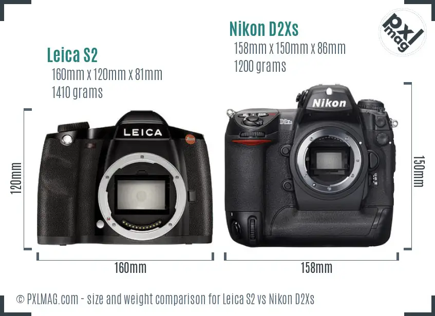 Leica S2 vs Nikon D2Xs size comparison