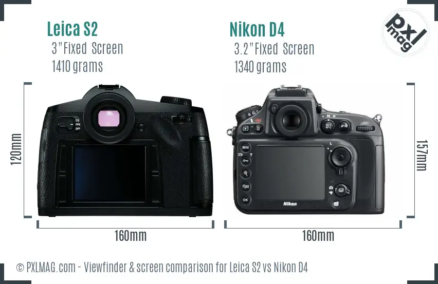 Leica S2 vs Nikon D4 Screen and Viewfinder comparison
