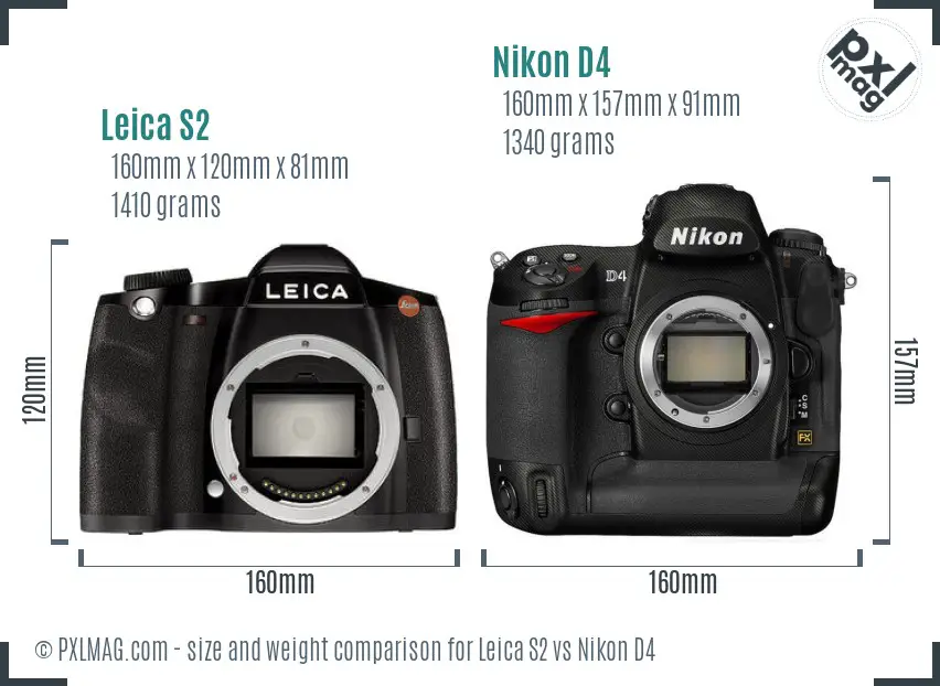 Leica S2 vs Nikon D4 size comparison