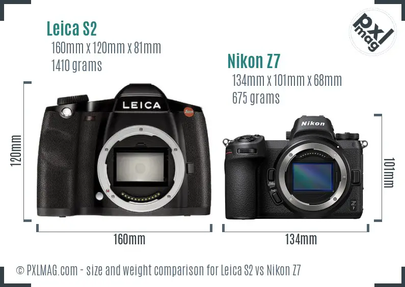 Leica S2 vs Nikon Z7 size comparison