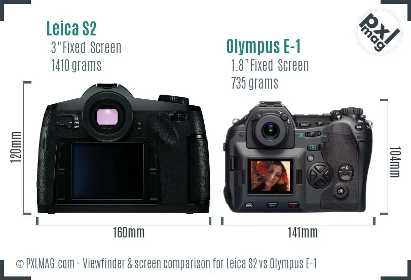 Leica S2 vs Olympus E-1 Screen and Viewfinder comparison