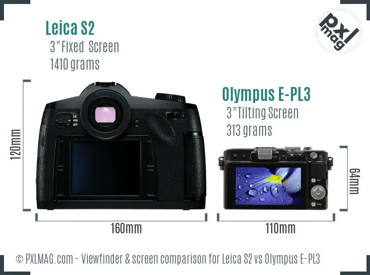 Leica S2 vs Olympus E-PL3 Screen and Viewfinder comparison