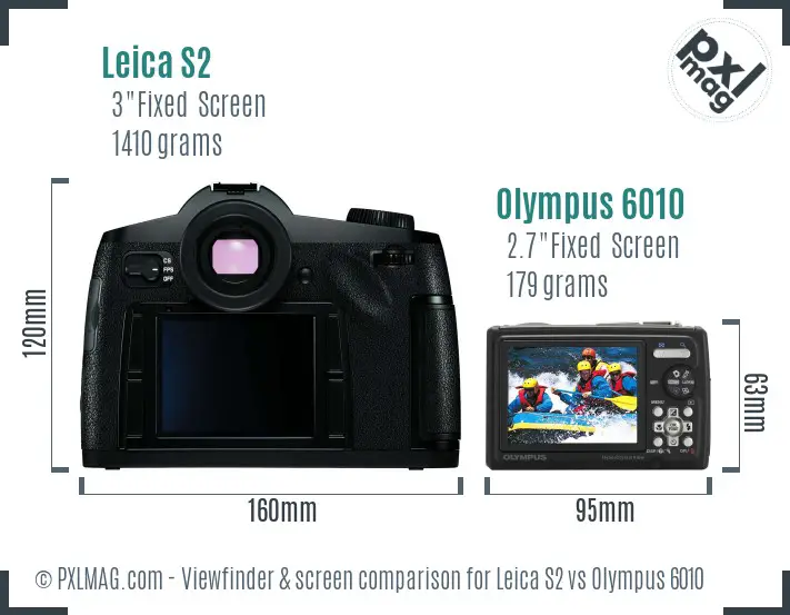 Leica S2 vs Olympus 6010 Screen and Viewfinder comparison