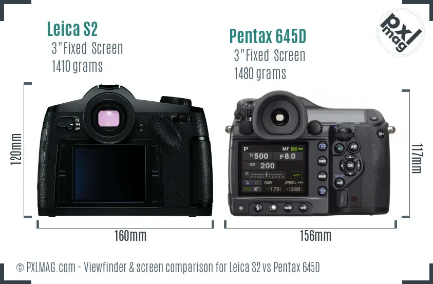 Leica S2 vs Pentax 645D Screen and Viewfinder comparison
