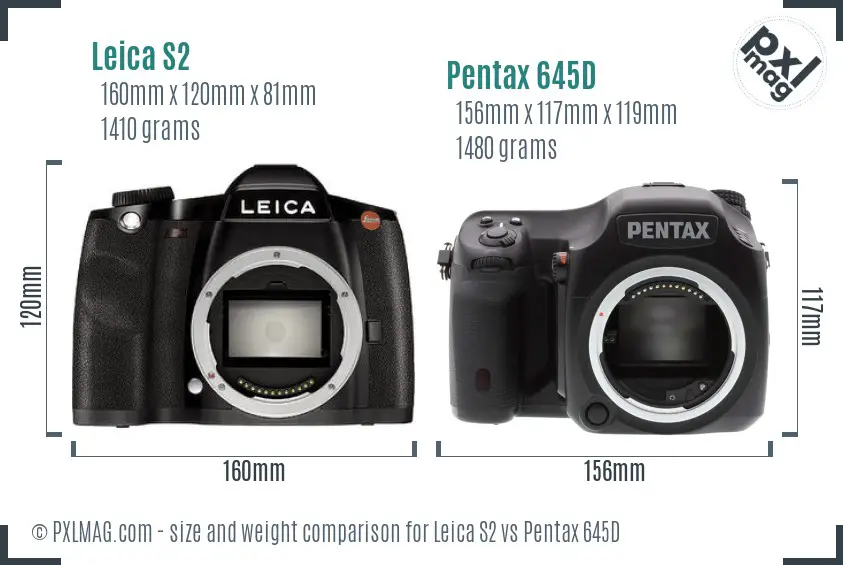 Leica S2 vs Pentax 645D size comparison