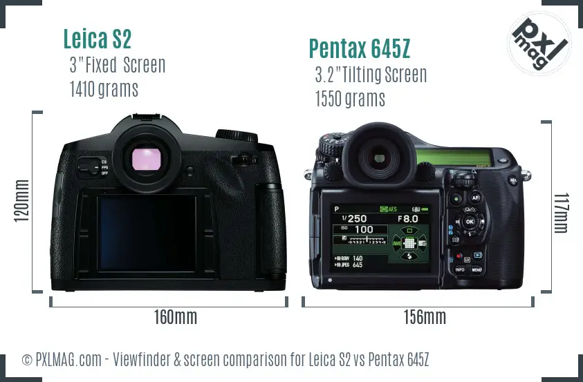 Leica S2 vs Pentax 645Z Screen and Viewfinder comparison