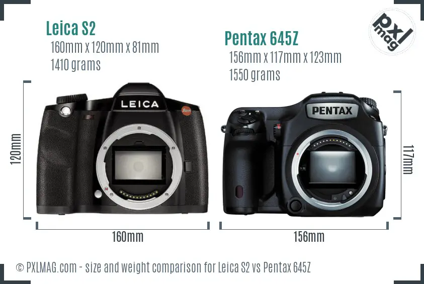 Leica S2 vs Pentax 645Z size comparison