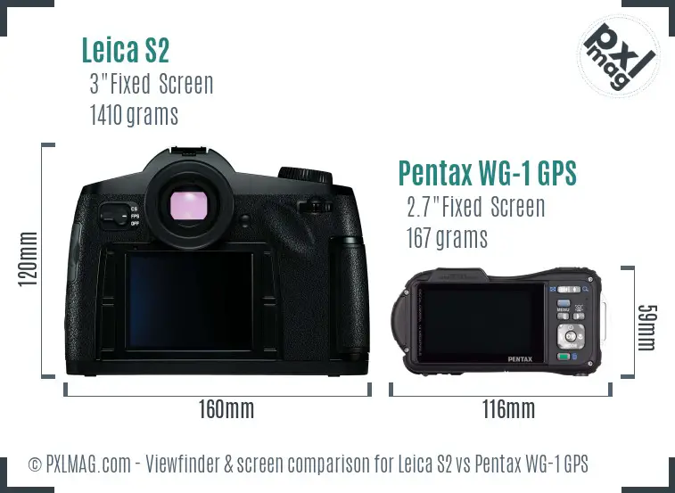 Leica S2 vs Pentax WG-1 GPS Screen and Viewfinder comparison