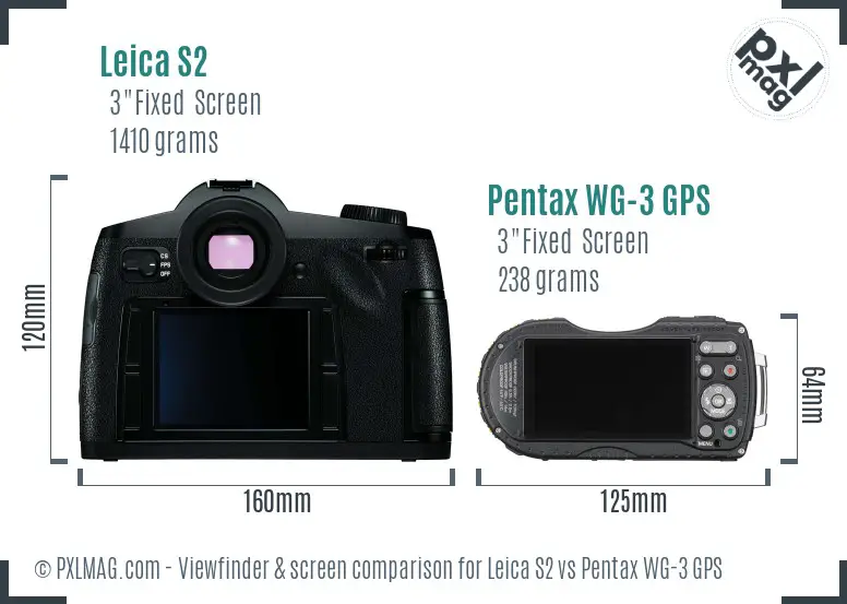 Leica S2 vs Pentax WG-3 GPS Screen and Viewfinder comparison