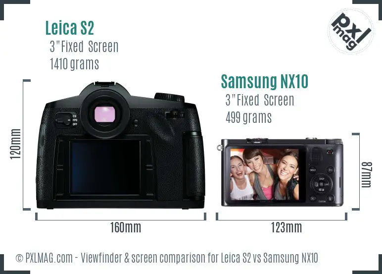 Leica S2 vs Samsung NX10 Screen and Viewfinder comparison
