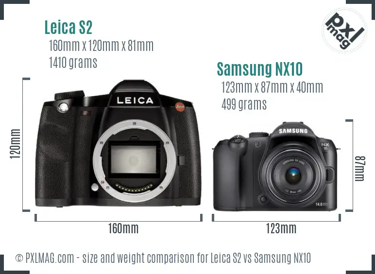 Leica S2 vs Samsung NX10 size comparison