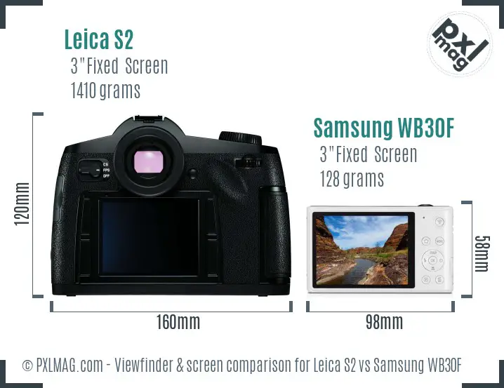 Leica S2 vs Samsung WB30F Screen and Viewfinder comparison