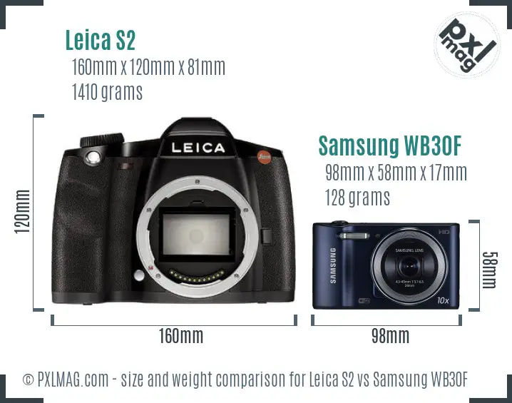 Leica S2 vs Samsung WB30F size comparison