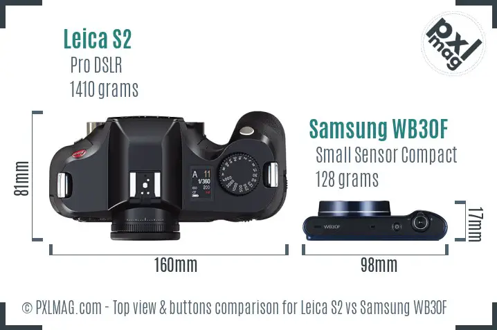 Leica S2 vs Samsung WB30F top view buttons comparison