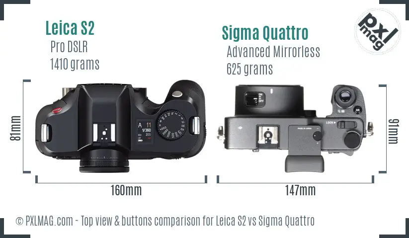 Leica S2 vs Sigma Quattro top view buttons comparison