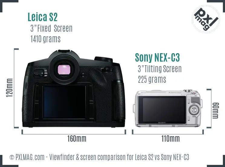 Leica S2 vs Sony NEX-C3 Screen and Viewfinder comparison