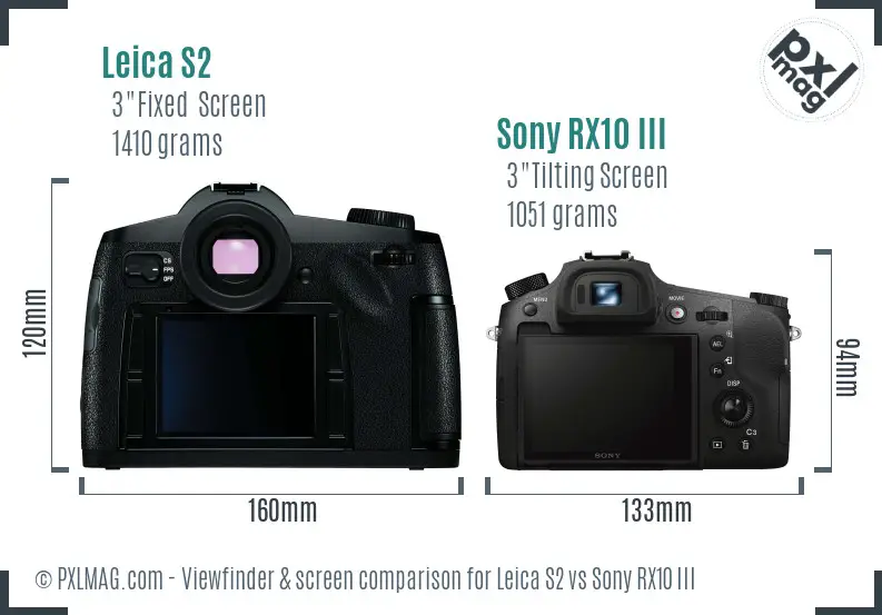 Leica S2 vs Sony RX10 III Screen and Viewfinder comparison