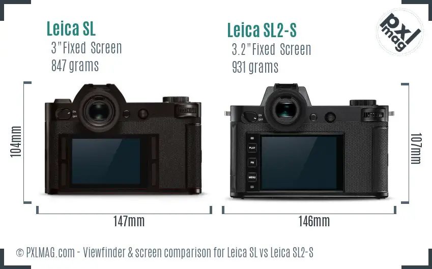 Leica SL vs Leica SL2-S Screen and Viewfinder comparison
