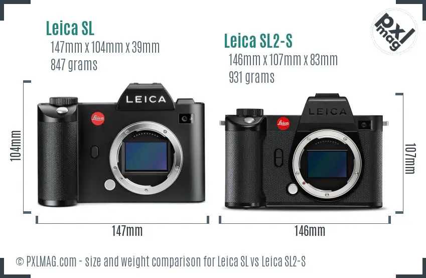Leica SL vs Leica SL2-S size comparison