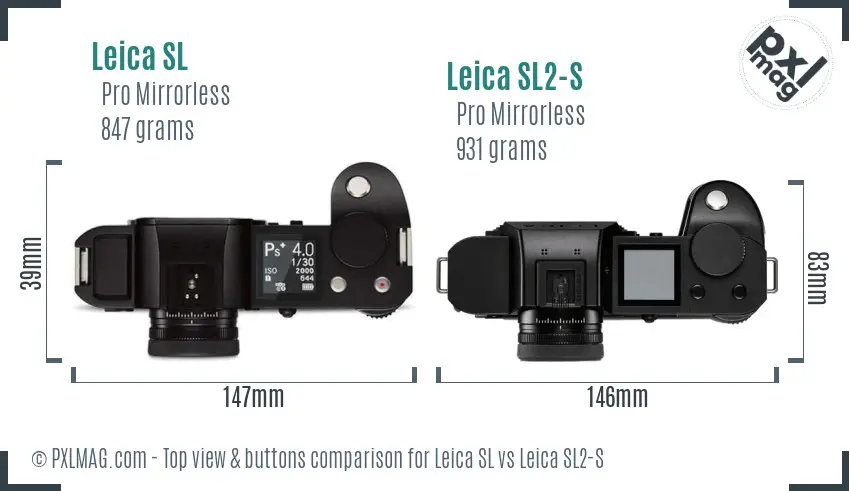 Leica SL vs Leica SL2-S top view buttons comparison