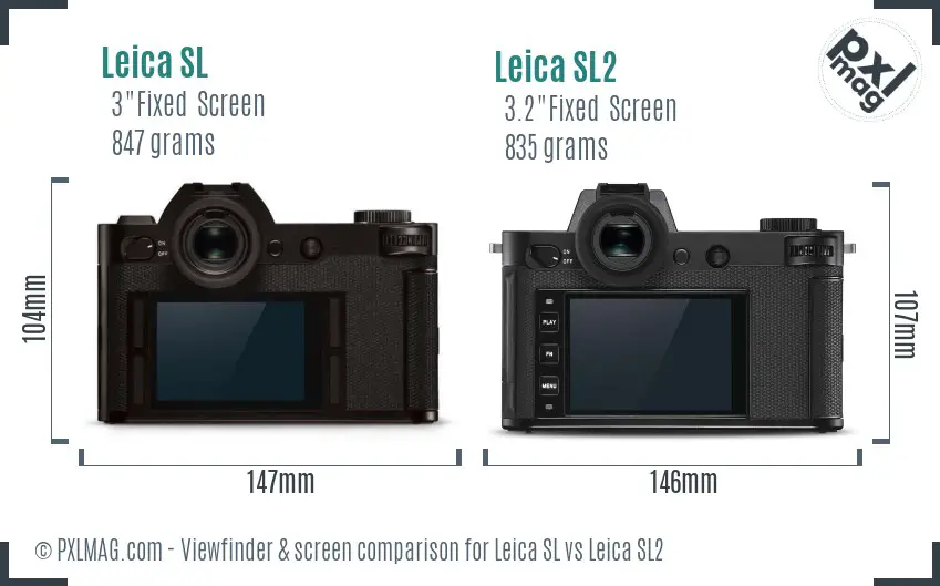 Leica SL vs Leica SL2 Screen and Viewfinder comparison