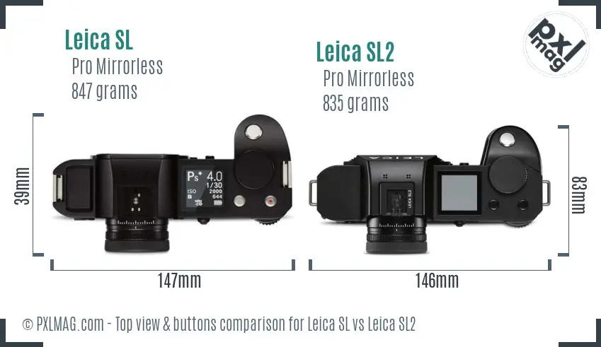 Leica SL vs Leica SL2 top view buttons comparison