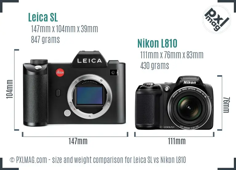 Leica SL vs Nikon L810 size comparison