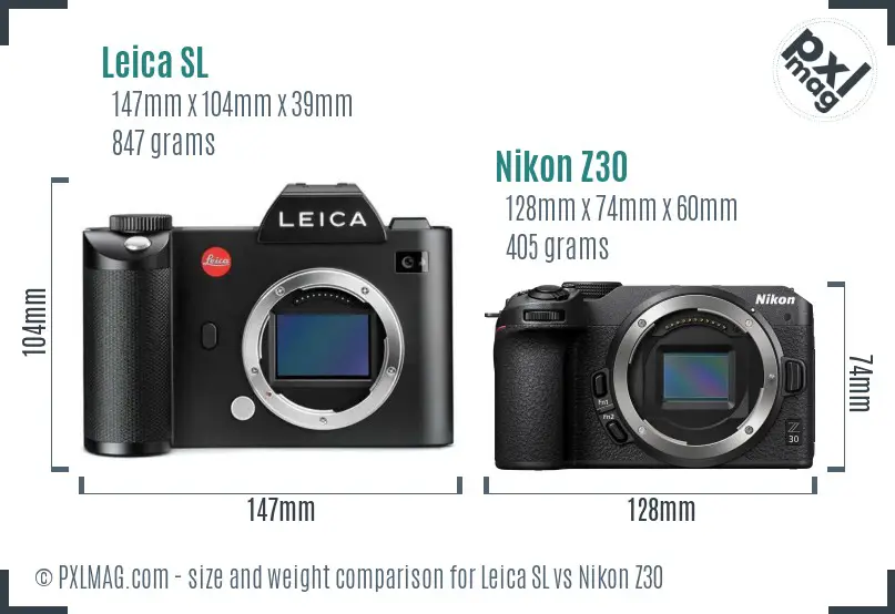 Leica SL vs Nikon Z30 size comparison