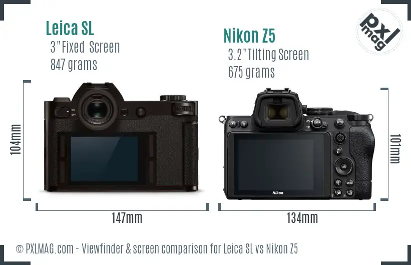 Leica SL vs Nikon Z5 Screen and Viewfinder comparison