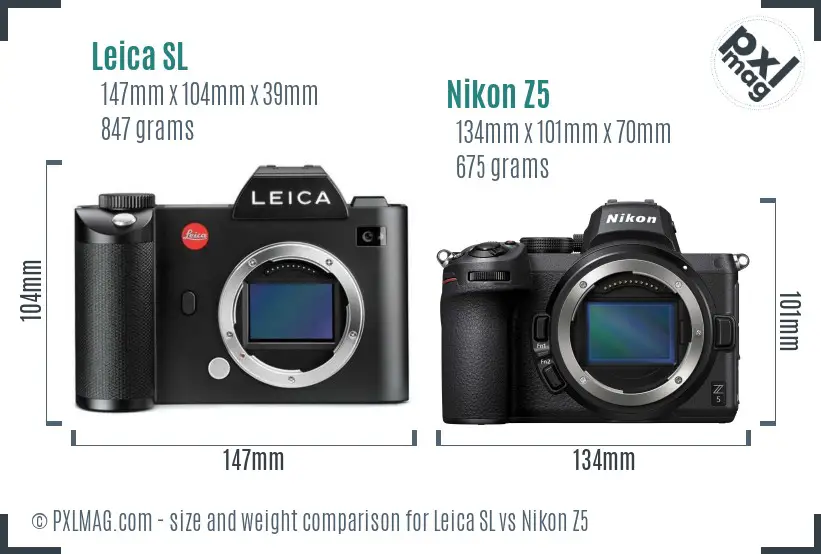 Leica SL vs Nikon Z5 size comparison