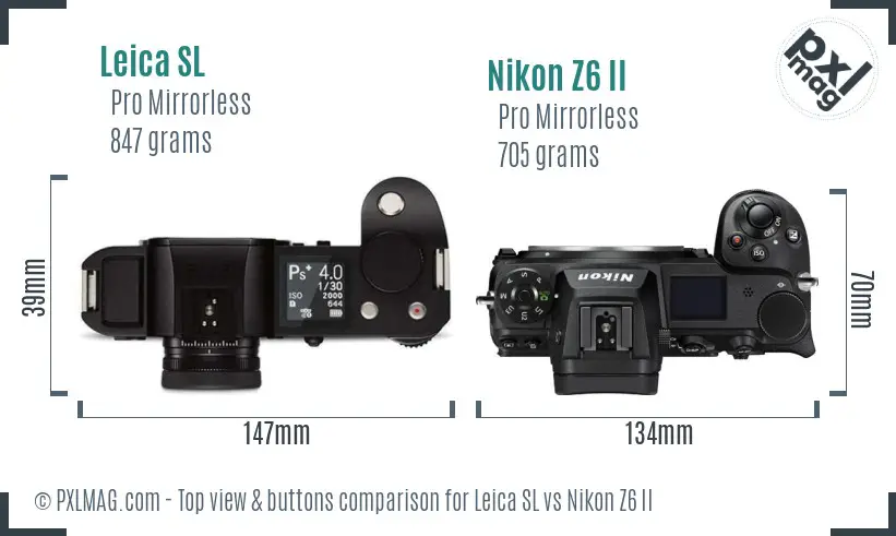 Leica SL vs Nikon Z6 II top view buttons comparison Leica SL vs Nikon Z6 II top view buttons comparison