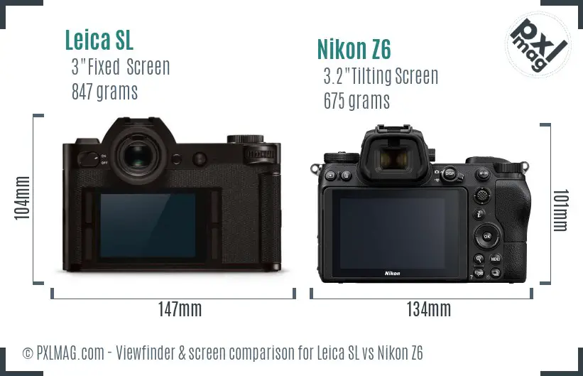 Leica SL vs Nikon Z6 Screen and Viewfinder comparison