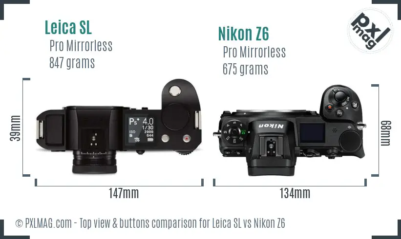 Leica SL vs Nikon Z6 top view buttons comparison